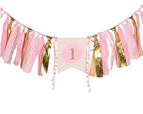 Product Cover WAOUH HighChair Banner for 1st Birthday - First Birthday Decorations for Photo Booth Props, Birthday Souvenir and Gifts for Kids, Best Party Supplies(Baby Girl)