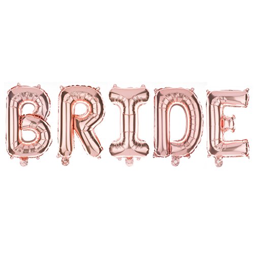 Product Cover Ella Celebration Bride Letter Balloons Bachelorette Party Decorations Bridal Shower Accessories Decor Rose Gold Large Helium Balloon Letters, Big 35 Inch (Rose Gold)