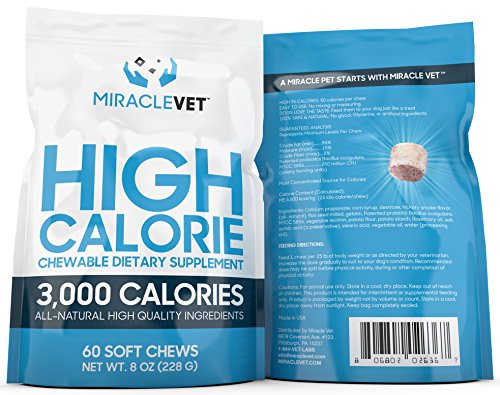 Product Cover Miracle Vet Dog Weight Gaining Chews. 3,000 Calories per Bag. High Calorie Dog Treats for Weight gain & Health.