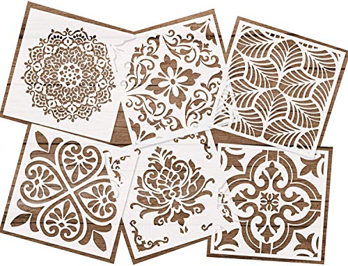 Product Cover MICHIKO Premium Quality Reusable Stencils Set Of 6 (6x6 inch) Laser Cut Painting Stencil Floor Wall Tile Fabric Wood Stencils DIY Decor