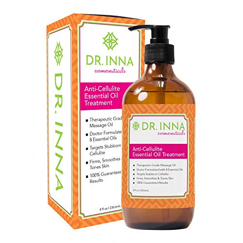 Product Cover Anti Cellulite Treatment Massage Oil - Doctor Formulated Therapeutic Grade - 100% All-Natural Ingredients with 8 Essential Oils - Breaks Down Unwanted Fat Tissue - 8 oz by Dr. Inna