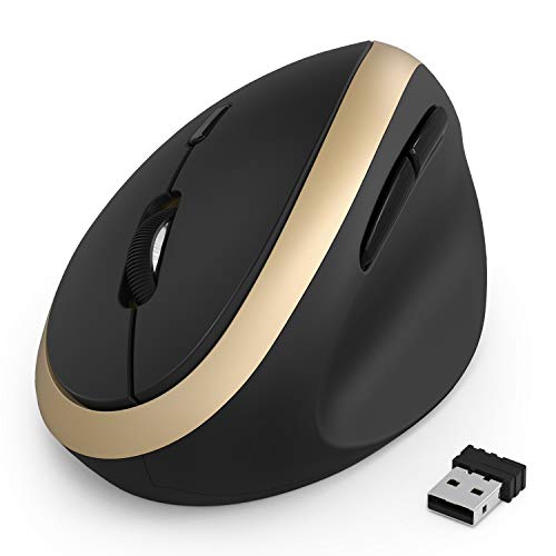 Product Cover Wireless Vertical Mouse, Jelly Comb Wireless Mouse 2.4G High Precision Ergonomic Optical Mice 【 for Small Hands 】 (Black and Gold)
