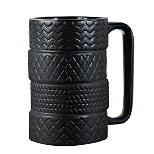 Product Cover EPFamily 3D Cool Car Mug Tyre Tire Interior Durable Coffee Tea Cup Attractive Mugs Personalized Porcelain Gifts for Men Women Car Lover 14.5 oz Black