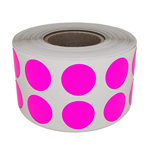 Product Cover Royal Green Dot Stickers in Neon Pink - Colored Labels in a roll for Inventory Labeling 0.50 inch 13mm Dots 1080 Pack