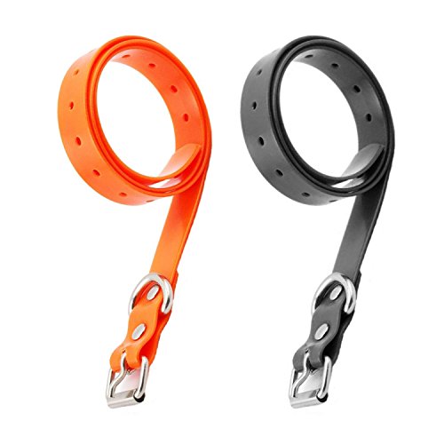 Product Cover ETPET Dog Collar Belt for Most of Electronic Training Shock Collar Receivers-Adjustable Durable Waterproof Strap Replacement for Barking Collar Fence-Pet TPU Collar Strap (2 Pack Black and Orange)