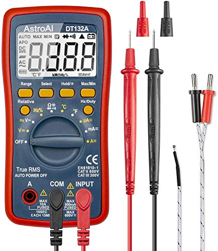 Product Cover AstroAI Digital Multimeter, TRMS 4000 Counts Volt Meter Manual and Auto Ranging; Measures Voltage Tester, Current, Resistance, Continuity, Frequency; Tests Diodes, Temperature, Red