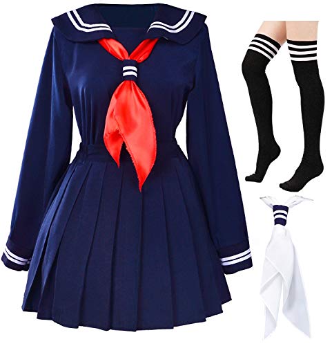 Product Cover Classic Japanese School Girls Sailor Dress Shirts Uniform Anime Cosplay Costumes with Socks Set