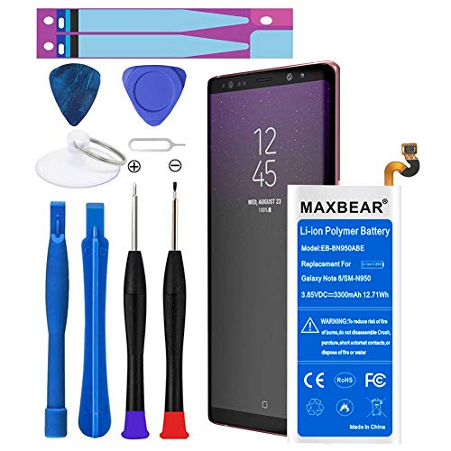 Product Cover Galaxy Note 8 Battery,MAXBEAR 3300mAh Li-Polymer Built-in Battery EB-BN950ABE Replacement for Samsung Galaxy Note 8 SM-N950 N950T N950A N950P N950V N950R4 with Free Tool. [12 Month Warranty]