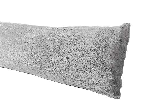 Product Cover AUCOCU Extra Soft Body Pillow Cover, Sherpa/Microplush Material, 20x54 Inches, Zipper Closure (Gray)