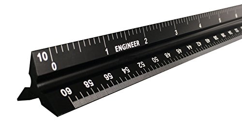 Product Cover Intoy 12 Inch Triangular Engineer Scale Ruler, Anodized Solid Aluminum Core with Laser Etched Scales, Imperial Scale - 1:10, 1:20, 1:30, 1:40, 1:50, 1:60, Ideal for Civil Engineering Drafting