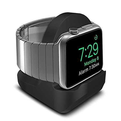 Product Cover SFCCMM Compact Stand  Compatible with iWatch  Nightstand Mode Compatible  Black Support Stand with Integrated Cable Management Slot (38mm  42mm Compatible)