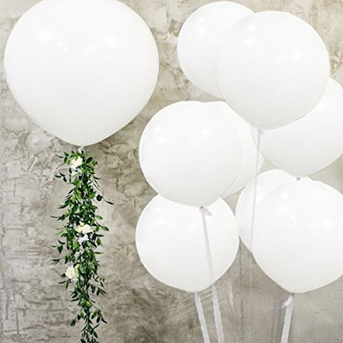 Product Cover Large Balloons Latex - 36 Inch Balloons Giant Helium Balloons Big Balloon for Party and Event Decorations White 5PCS