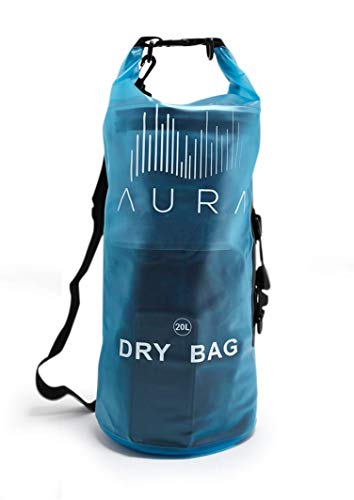 Product Cover Waterproof Dry Bags - 10L or 20L Dry Bag Backpack with Zipper Compartment, Side handle, & Straps - Black, Blue, or Green - Dry Sack for Kayaking, Boating, Swimming, Beach, Rafting, Snow (Blue, 20L)