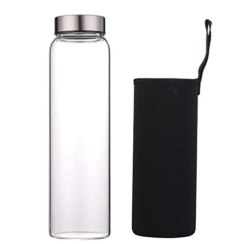Product Cover Sunkey Glass Water Bottle 32 oz High Borosilicate with Neoprene Sleeve Leak Proof Lid Reusable Eco Friendly Bpa Free