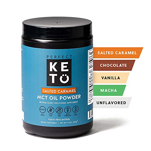 Product Cover Perfect Keto MCT Oil C8 Powder, Coconut Medium Chain Triglycerides for Pure Clean Energy, Ketogenic Non Dairy Coffee Creamer, Bulk Supplement, Helps Boost Ketones, Salted Caramel
