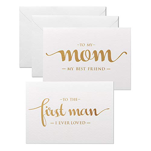 Product Cover to My Mom, to My First Man I Ever Loved Wedding Day Cards from Daughter, Gold Foiled Wedding Card to Parents, Mother and Dad