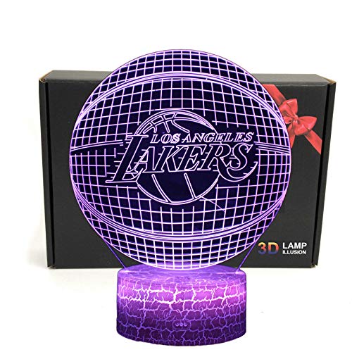 Product Cover LED NBA Team Los Angeles Lakers 3D Optical Illusion Smart 7 Colors Night Light Table Lamp with USB Power Cable
