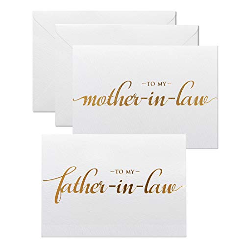 Product Cover MAGJUCHE to My Father-in-Law, Mother-in-Law Wedding Day Cards Set from The Bride and Groom, Gold Foil Wedding Cards for in Laws