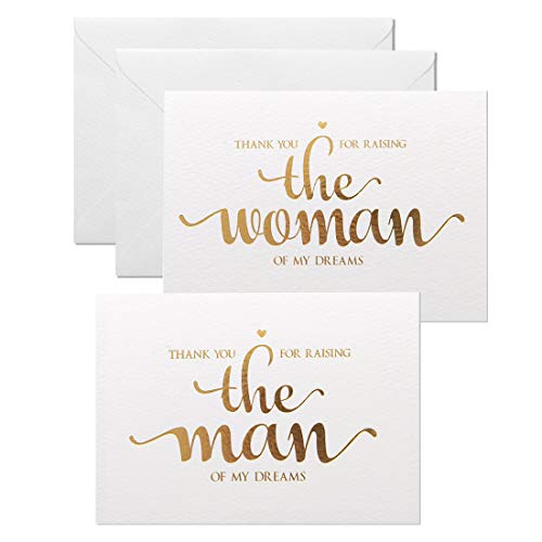 Product Cover MAGJUCHE Thank You for Raising The Man, The Women of My Dreams, Gold Foil Wedding Day Cards Set to Your in Laws, from Bride and Groom