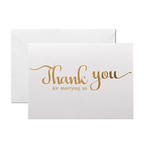 Product Cover MAGJUCHE Thank You for Marring Us, Gold Foil Wedding Day Card to Your Officiant, Priest, Rabbi, Deacon Note Card to Go W/Gift