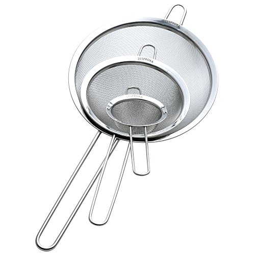 Product Cover ZESPROKA ZP129 Set of 3 Stainless Steel Fine Mesh Strainers for Kitchen, Silver