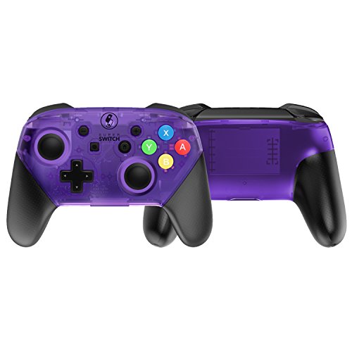 Product Cover MASCARRY Replacement Shell Case for Switch Pro Controller, Super Switch DIY Transparent Faceplate and Backplate Case with Replacement Buttons for Switch Pro Controller (Atomic Purple)
