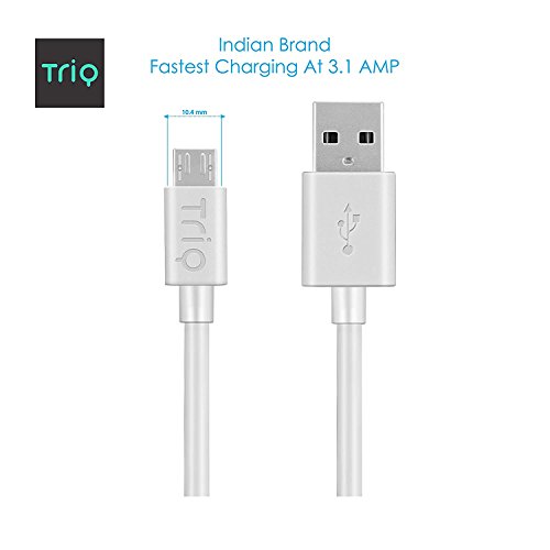 Product Cover TRIQ Micro USB Data Cable Qualcomm 2.0 3.0 Quick/Fast Charge Supported 3.1 Amp (1.8 Meter, White)