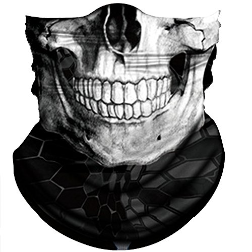 Product Cover Obacle Skull Face Mask Half for Dust Wind UV Sun Protection Seamless 3D Tube Mask Bandana for Men Women Durable Thin Breathable Skeleton Mask Motorcycle Riding Biker Cycling (Black White Skull)