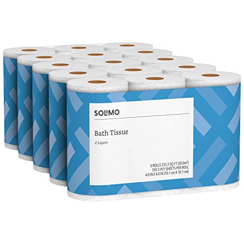 Product Cover Amazon Brand - Solimo 2-Ply Toilet Paper, 350 Sheets per Roll, 30 Count