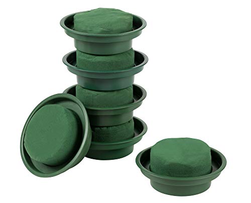 Product Cover Flower Arrangement Kit - 6-Pack Round Floral Foam in Single Design Bowl for Table Centerpiece, Wedding Aisle Flowers, Party Decoration, Green