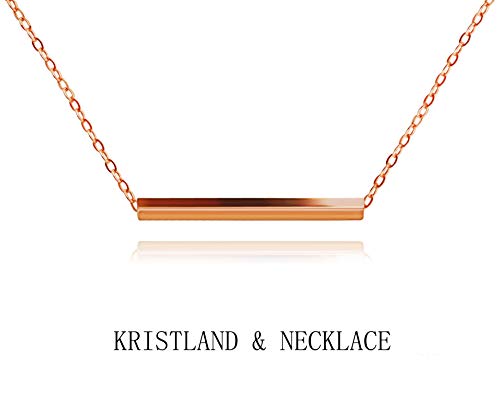Product Cover KristLand - Women 18k Rose Gold Color Plated Bar Pendant Necklace Choker Simple Design