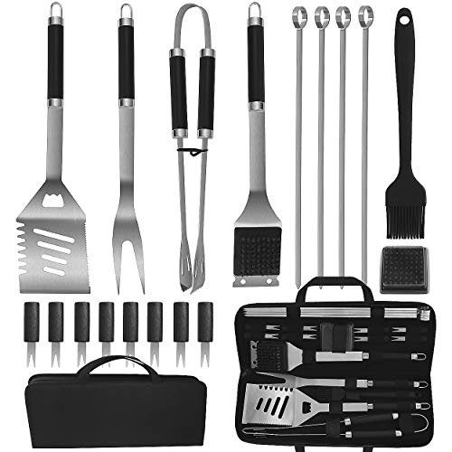 Product Cover POLIGO 19PCS BBQ Accessories Set Stainless Steel Barbecue Grilling Utensils Kit Set with Storage Bag for Camping - Premium BBQ Grill Tools Kit - Ideal BBQ Gifts Set for Birthday Christmas Men Women