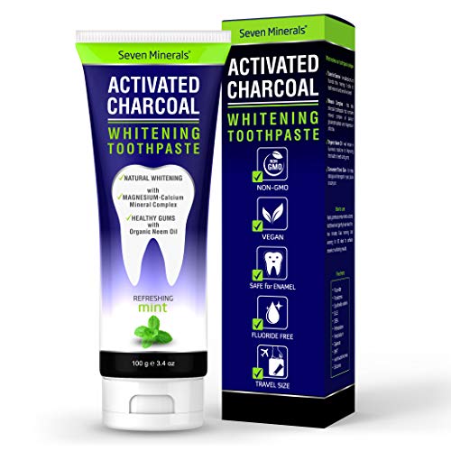 Product Cover New Remineralizing Activated Charcoal Toothpaste - Enamel Safe & Fluoride Free Natural Teeth Whitening With Organic Neem Oil And Mineralizing Calcium & Magnesium Complex - Travel Size 3.4 Oz