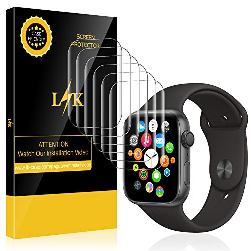 Product Cover LK 6 Pack Screen Protector for Apple Watch 40mm / 38mm (Series 5/4/3/2/1 Compatible), Max Coverage Screen Protector HD Clear Bubble-Free Film