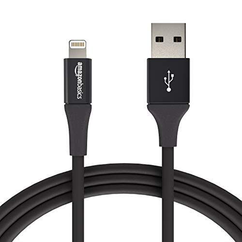 Product Cover AmazonBasics USB A Cable with Lightning Connector, Premium Collection, MFi Certified iPhone Charger, 6 Foot, 2 Pack, Black