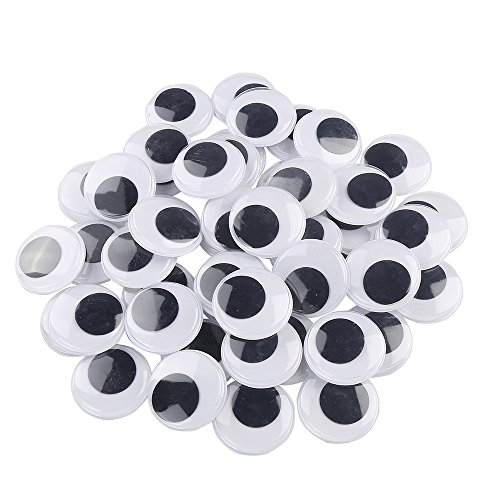 Product Cover 100 Pieces 25mm Black Wiggle Googly Eyes with Self-Adhesive