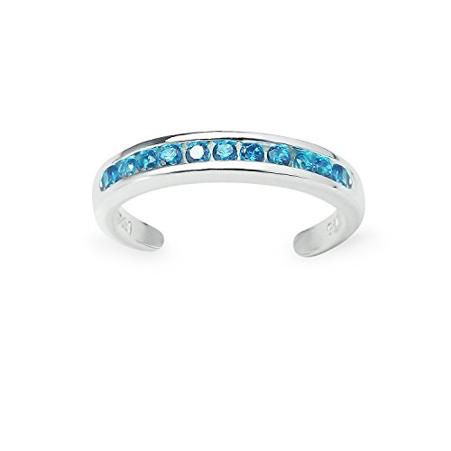 Product Cover River Island Sterling Silver Channel Light Blue Cubic Zirconia Sparkling Adjustable Toe Ring
