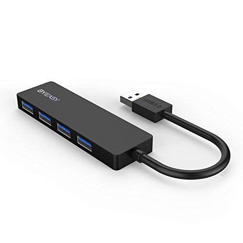 Product Cover BYEASY USB Hub, BYEASY 4 Port USB 3.0 Ultra Slim Portable Data Hub Applicable for iMac Pro, MacBook Air, Mac Mini/Pro, Surface Pro, Notebook PC, Laptop, USB Flash Drives, and Mobile HDD (Leather Black