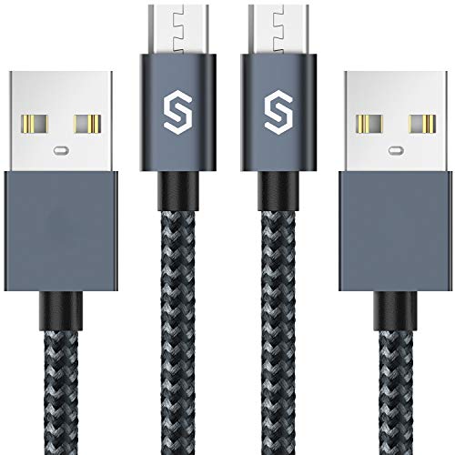 Product Cover Micro USB Cable Android Charger - Syncwire [2-Pack 3.3 ft] Super-Durable Nylon-Braided Fast Sync & Charging Cord for Samsung, HTC, Nexus, LG, Xbox One, PS4, Smartphones & More - Space Gray