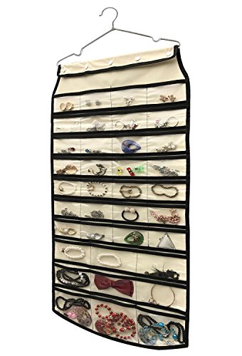 Product Cover BB Brotrade Hanging Jewelry Organizer,Accessories Organizer,Double Sided 74 Pockets Organizer Holder with Hanger(Beige)