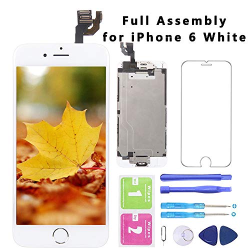 Product Cover for iPhone 6 Screen Replacement with Home Button LCD Display Full Assembly Touch Digitizer + Front Camera + Proximity Sensor + Earpiece and Screen Protector,for Model A1586 A1549 A158 (White)