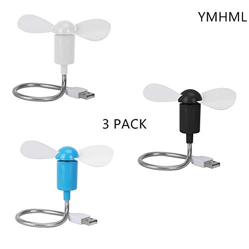Product Cover YMHML Mini Mobile USB Powered Cooling Fan Flexible Goose Neck Air Blower for Desktop PC Computer Laptop Notebook Tablet 3 Pack