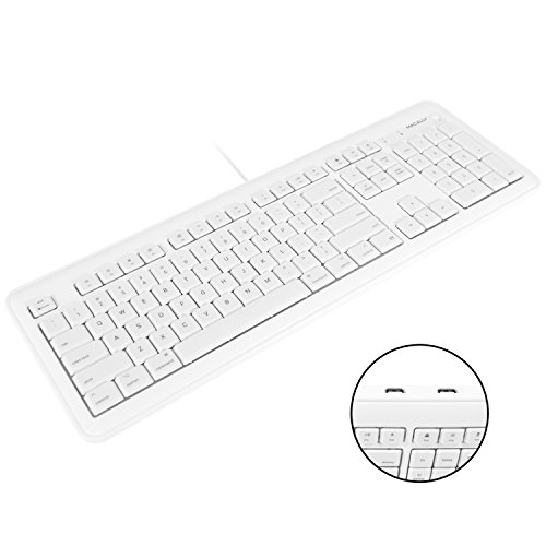 Product Cover Macally Full Size USB Wired Computer Keyboard with Built-in 2-Port USB Hub - Perfect for Your Mouse & 16 Apple Shortcut Keys for Mac OS