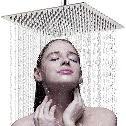Product Cover Voolan Large Rainfall Shower Head, Voolan Adjustable 12'' Luxury Fixed Showerhead for Bathroom, High Flow 304# Stainless Steel Bath Shower for Best Relaxation, Universal Wall and Ceiling Mount (Square)