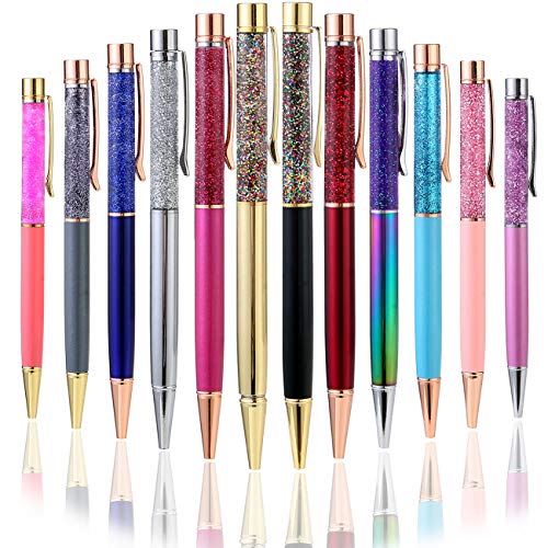 Product Cover PASISIBICK Ballpoint Pens,Bling Dynamic Crystal Liquid Ballpens Black Ink for Office Supplies(12 Pcs)