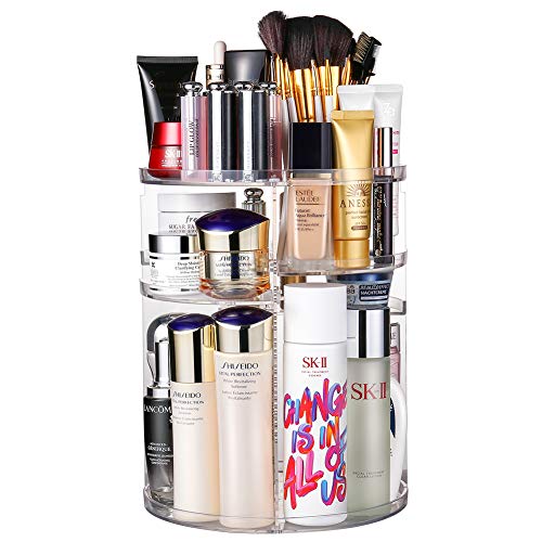 Product Cover Jerrybox 360 Degree Rotation Makeup Organizer Adjustable Multi-Function Cosmetic Storage Box, Large Capacity, Fits Toner, Creams, Makeup Brushes, Lipsticks and More