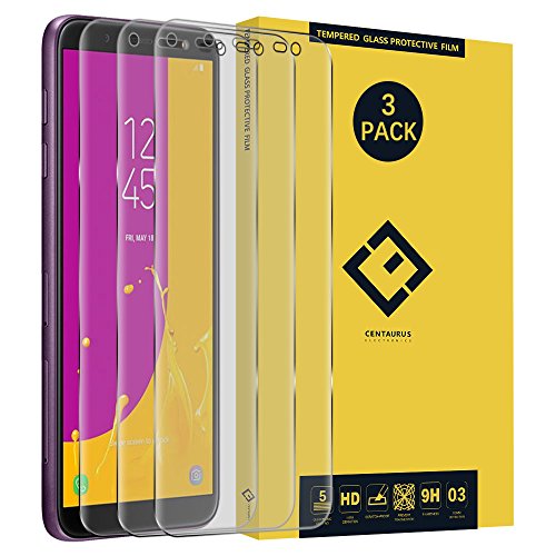 Product Cover Galaxy J6 2018 Screen Protector, (3 Packs) Ultra-Thin Clear Shatter Proof 3D Curved Tempered Glass Protective Film Replacement for Samsung Galaxy J6 2018 SM-J600 / Galaxy On6 2018 5.6-inch