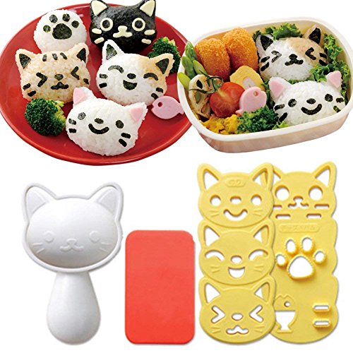 Product Cover Hofumix Bento Accessories Sushi Mold Rice Ball Mold Cartoon Cat Pattern Sushi Bento Nori Kitchen Rice Decor Kits Sandwich DIY Kitchen Tools for Baby Kids Meal