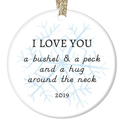 Product Cover 2019 Christmas Ornament Ceramic Keepsake Parents to Son Daughter Mom Dad Love Hugs & Kisses Lovely Snowflake Special Child Adopted or Stepchildren Porcelain 3