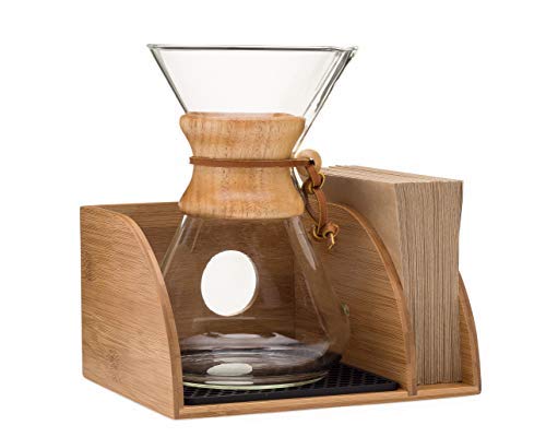 Product Cover Chemex Coffee Maker Organizer with Silicone Mat | Eco-Friendly, Durable & Water Resistant Bamboo | Designed for Baratza Encore Burr Grinders, Chemex Coffee Makers & Chemex Filters